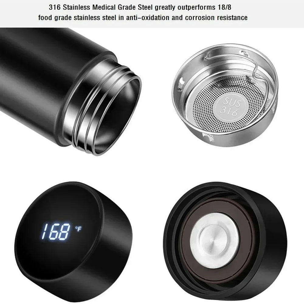 Smart Thermos Bottle with LED Temperature Display – Sleek, Insulated, and Touch-Activated